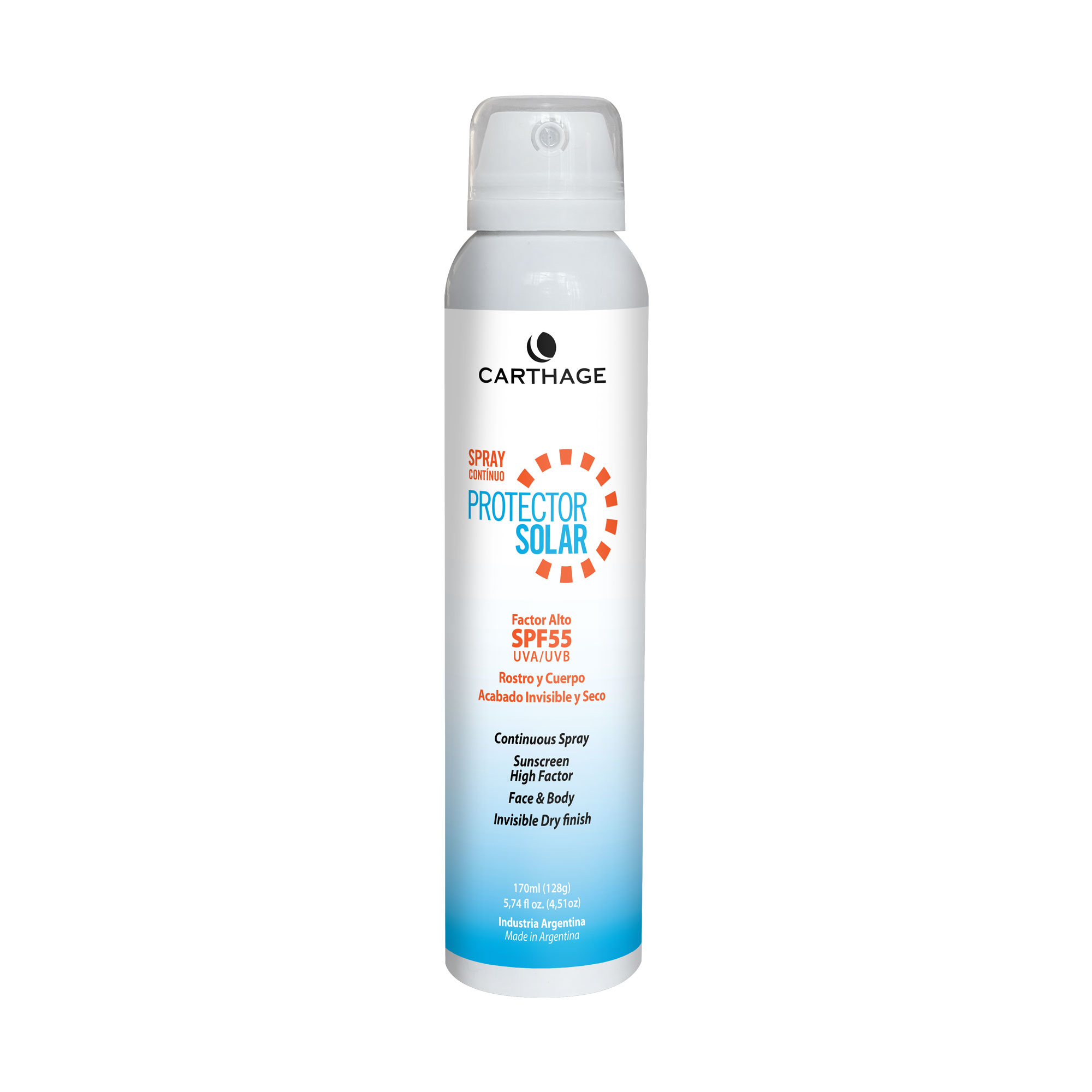 SPRAY CONTINUO PROTECTOR SOLAR FACTOR ALTO SPF 55 ROSTRO Y CUERPO FACIAL